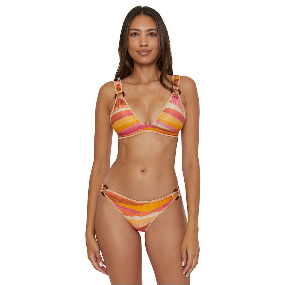 BECCA Striped Multi-Colored Bikini Top
